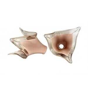 Set of 2 Vintage Blush Pink Flower Lamp Shade Murano Style Hand-Blown Glass